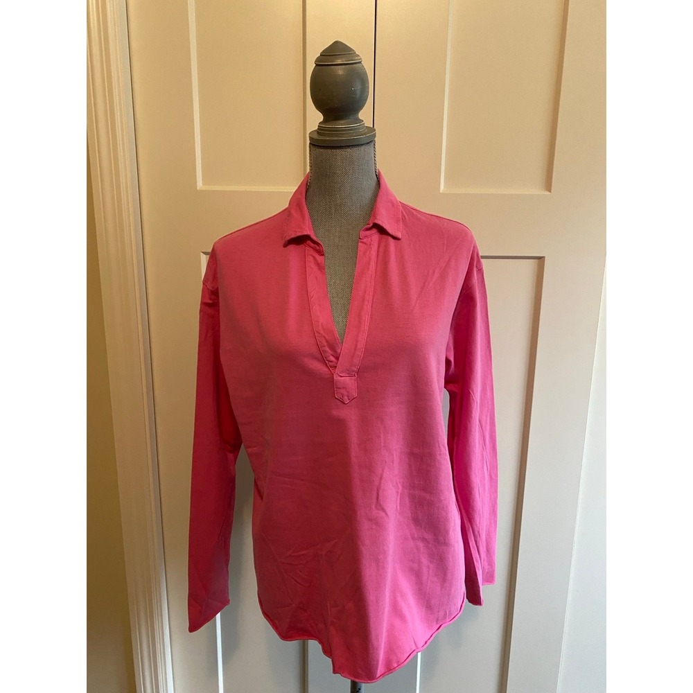 Frank & Eileen Pink Tee Long Sleeve Top Small Popover Henley s58